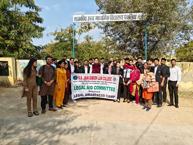 S.S. Jain Subodh Law College has Organized a Legal Aid Camp at Panwaliya Village in Association With RALSA